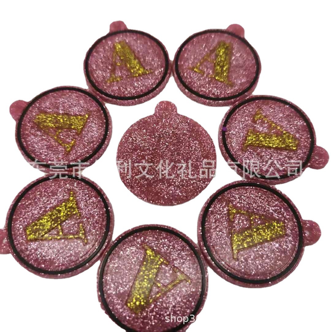 硅胶胶章金粉配件闪闪亮亮可爱粉色拉链头配学生配饰大量现货