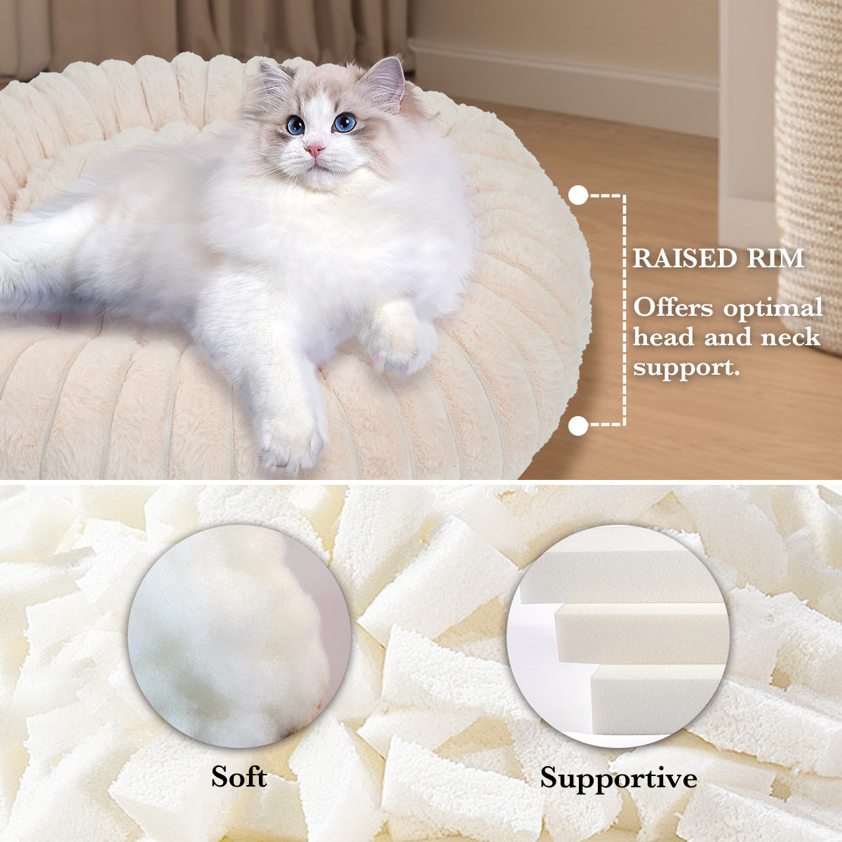 Nuevo producto Gao Keshong peluche de conejo de peluche para mascotas Four Seasons Cama de perro redonda universal para gatos Cama de perro transpirable y cálida image 2