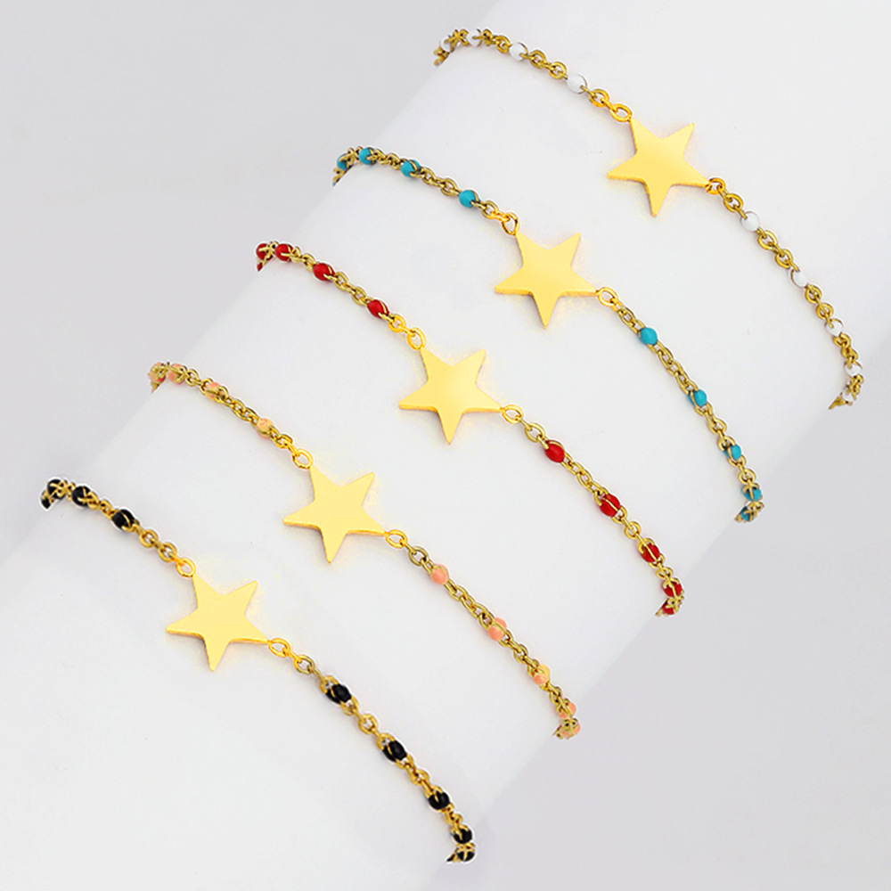 18K Gold Plated Plating Material Bracelets Classification Fashion Star Stainless Steel Plating Bracelets 1 Piece