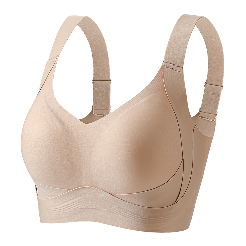 Gran tamaño de ropa interior de elevación de dama gran pecho pequeño sin marcas de bra cerrado contra el pecho anti-caída fija copa bra delgado