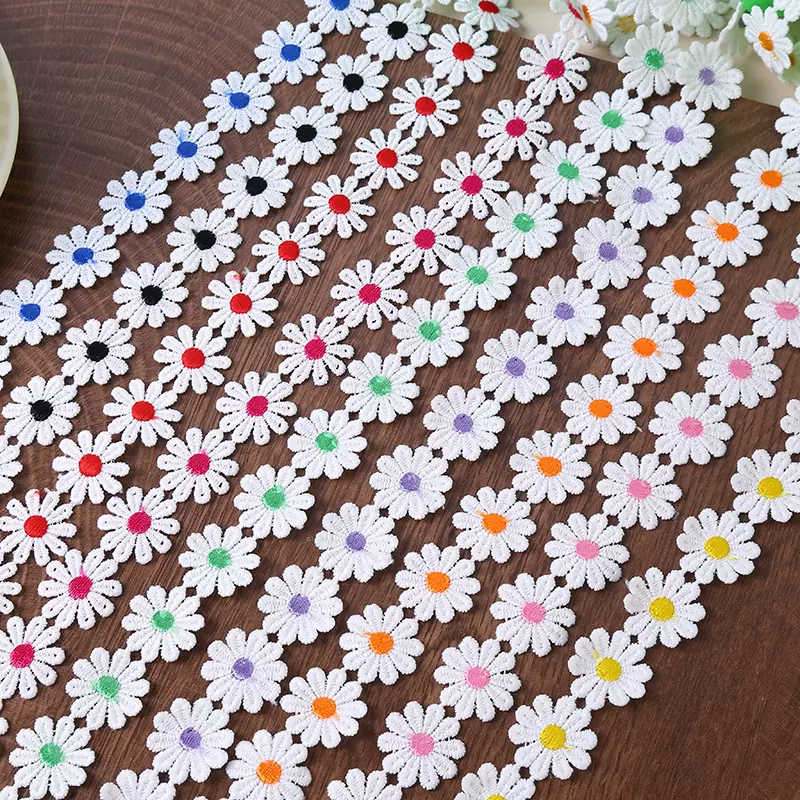 2.5CM蕾丝花边辅料小雏菊太阳花水溶刺绣服装工艺品发饰家纺布贴