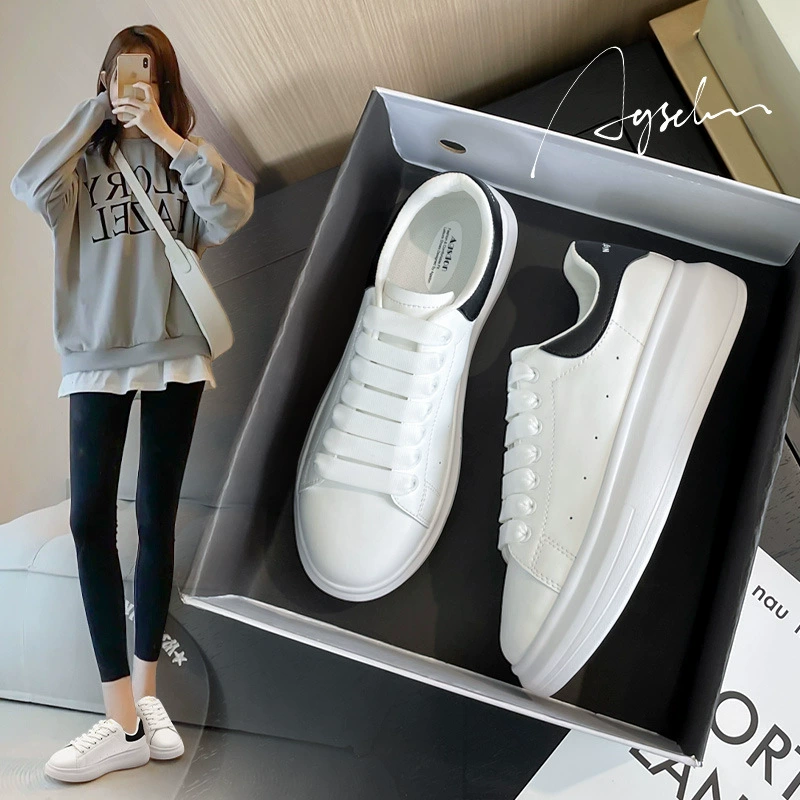 Белые туфли Augustus Женская Осень 2023 Новая повседневная Студенческая обувь на платформе женская спортивная Белая обувь Tide
