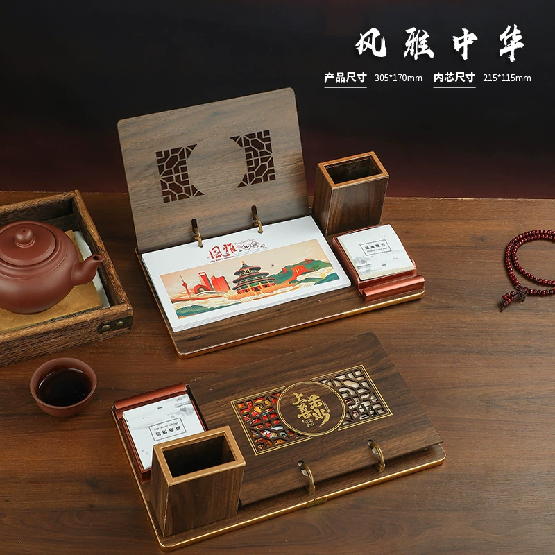 Wooden desk calendar, custom-made, ethnic style