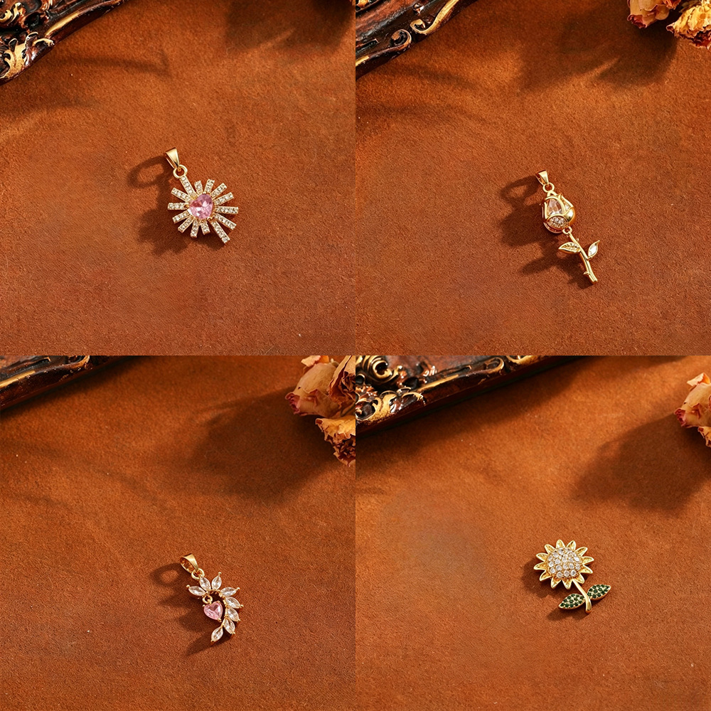 INS Europa y los Estados Unidos venden tulipanes girasoles colgante de diamantes de diamante de aluminio para mujeres lujosas y lujosas con colgante de bronce multi-combinante