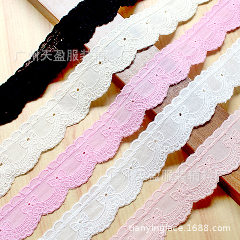 공장 직접 핑크 활면 자수 레이스 액세서리 DIY 의류 스커트 섬유 재료