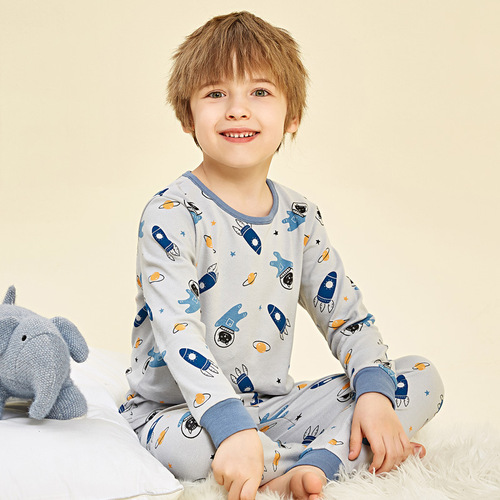Children's Autumn Set Pure Cotton Boy Girl Autumn Pants Warm Innerwear All-cotton Baby Base Layer Pajamas Cotton Wool Sweater