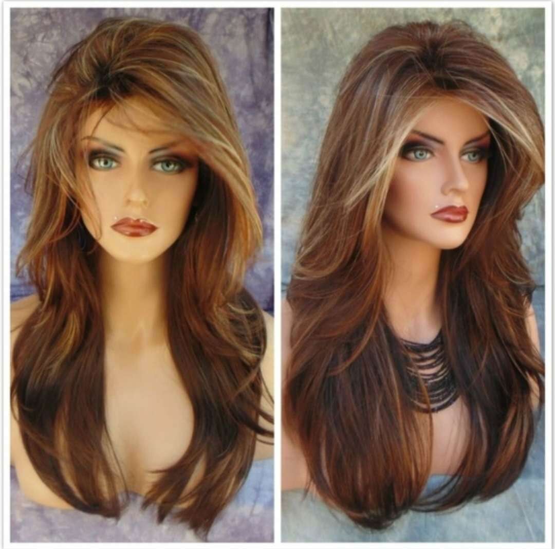 Transfronterizo europeo y americano nueva moda damas cabello de fibra química wig dorado dorado seda de alta temperatura fibra química gran onda peluca