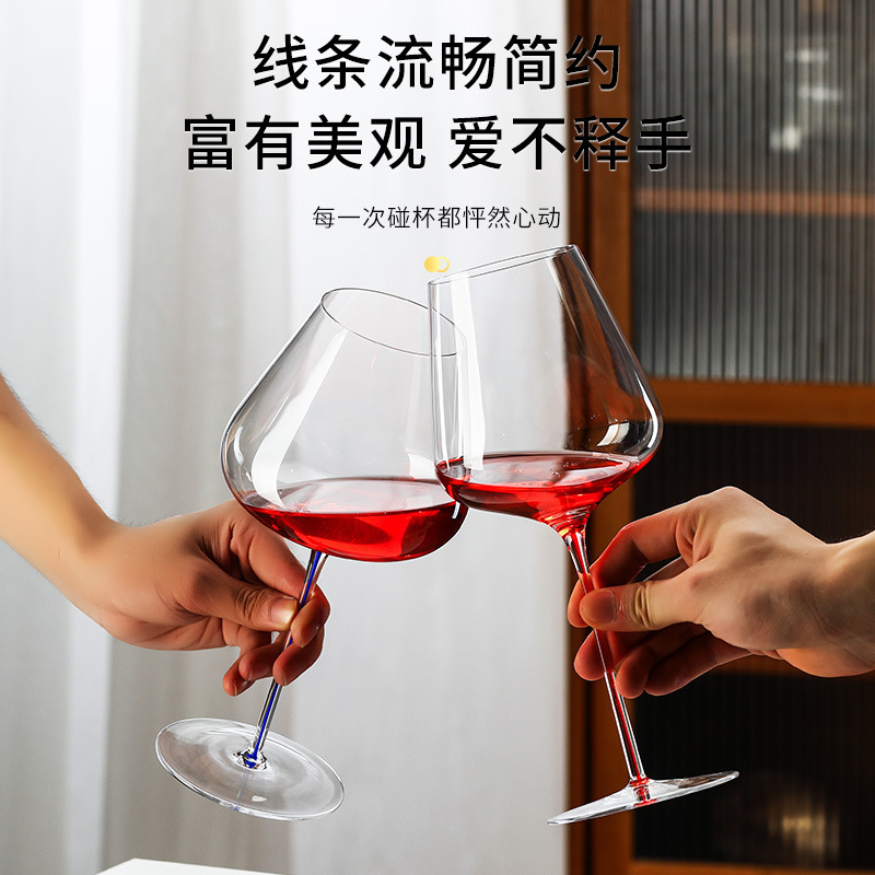 Luz de lujo de alto grado de color tazas de vino tinto de cristal de alta calidad tazas de alto pie comerciales tazas de vino de alto valor