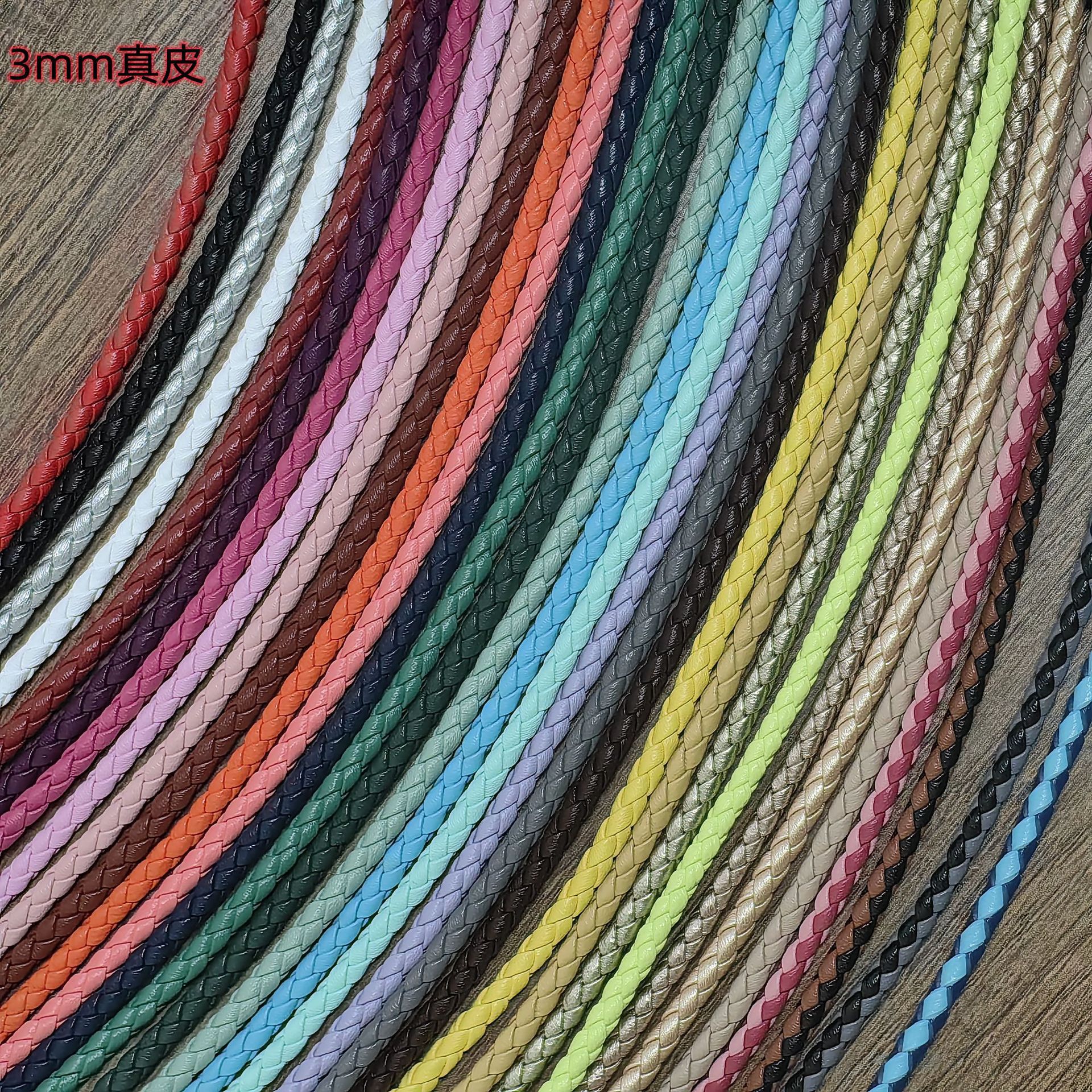 Genuine Leather Edge-Wrapped 2Mm/3Mm Leather Cord DIY Jewelry Cord Beaded Bracelet Vintage Leather Cord Braided Cord