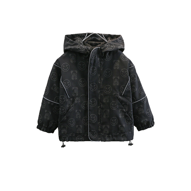 Boys' Spring and Autumn Reflective Bear Coat 2024 New Handsome Stormtrooper Jacket, Children's Hooded Windbreaker_voghion.com