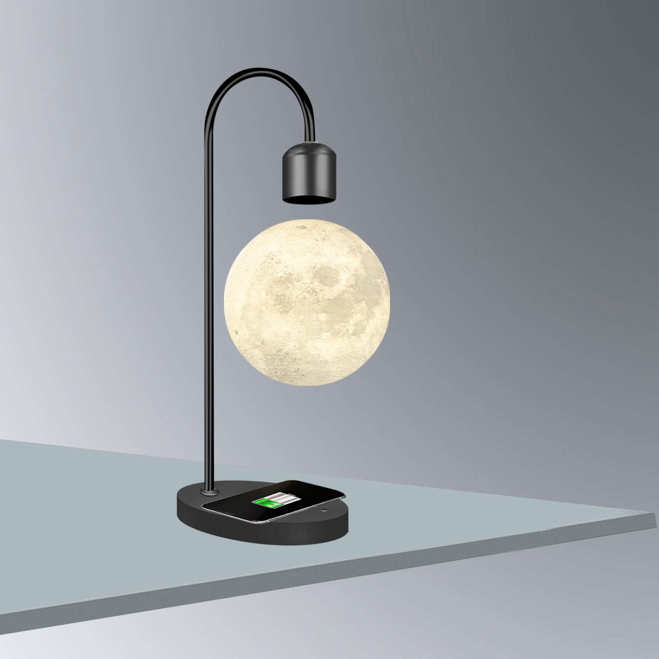 Lámpara De Luna suspendida 3D impresión integrada sin fisuras creativa suspensión magnética lámpara de mesa de Luna decoración del hogar LED luz de la noche