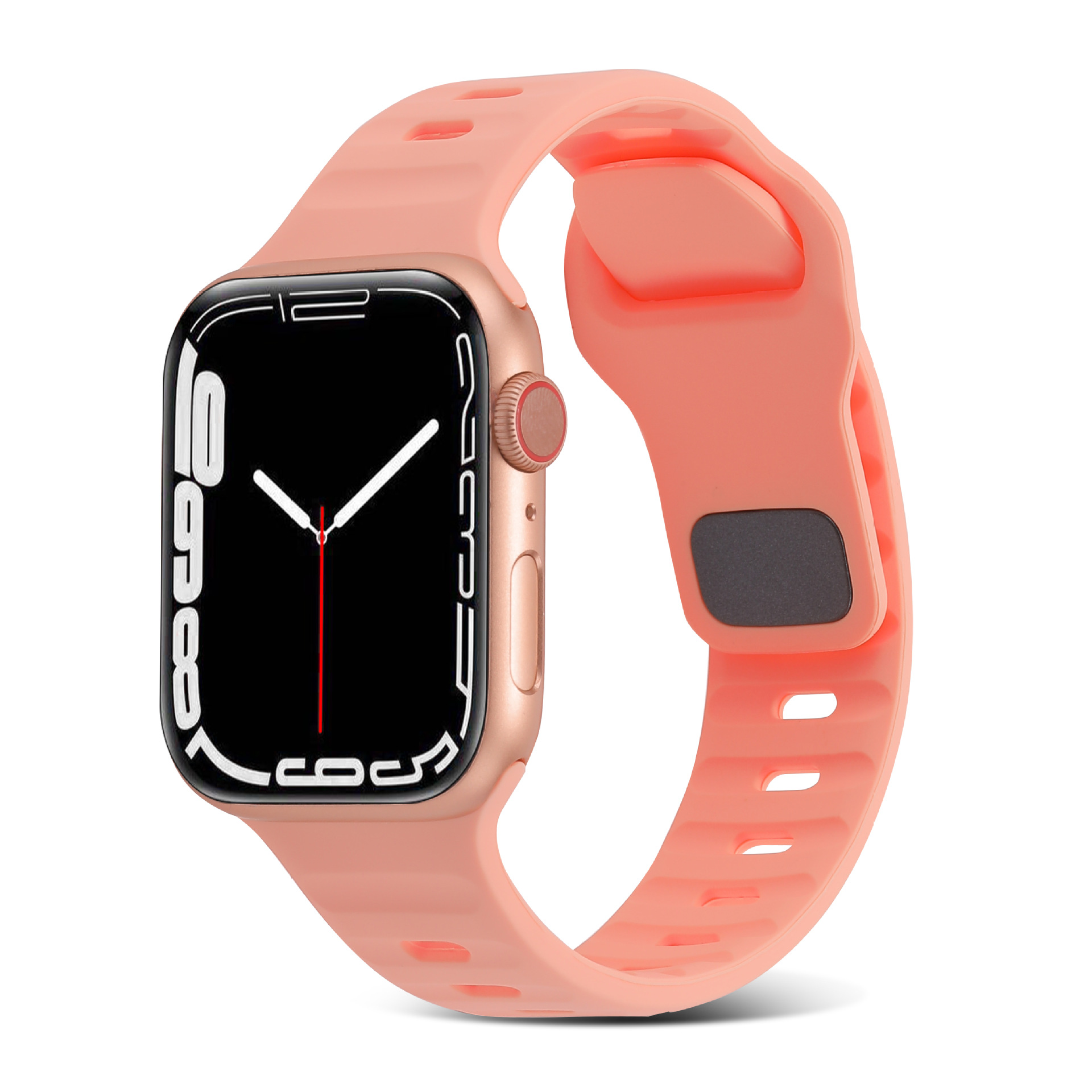アップルiwatchスマート腕時計バンド345678se運動通気黒角ボタン逆ボタンシリカゲルリストバンド