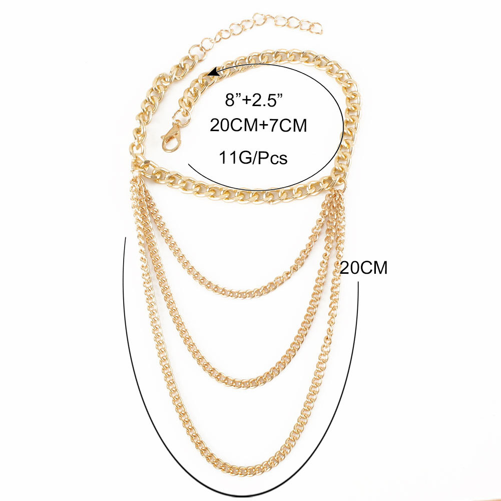 multi-element personality creative foot ornaments exaggerated multi-layer alloy anklet