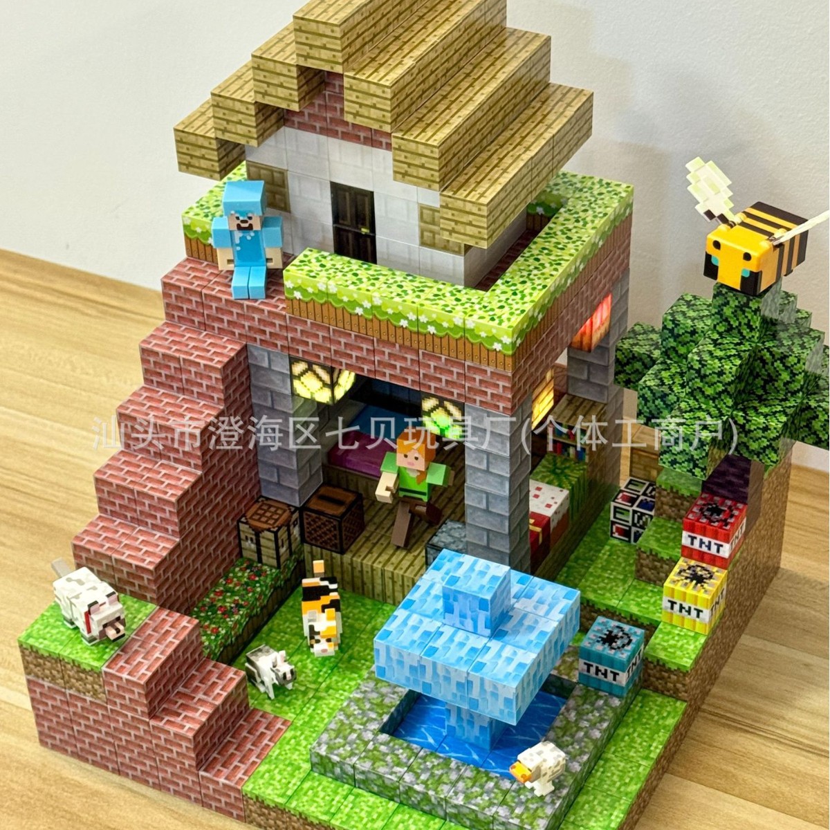 Super Strong Magnetic Cube Building Blocks Set Themed on My Mc World Scene Design, Children's Educational Toy Gift