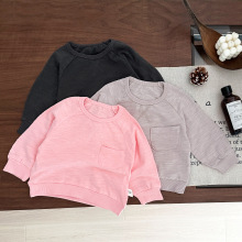 男童纯棉打底衫春装2025新款女宝宝纯色长袖上衣韩版休闲圆领T恤