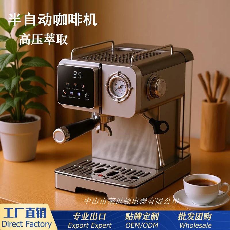 Cross-Border Office, Home, and Commercial Use Italian-Style Semi-Automatic Pump-Type Coffee Machine with High-Temperature Steam Extraction and Espresso with Milk Foam Cross-Border Office, Home, and Commercial Use Italian-Style Semi-Automatic Pump-Type Coffee Machine with High-Temperature Steam Extraction and Espresso with Milk Foam