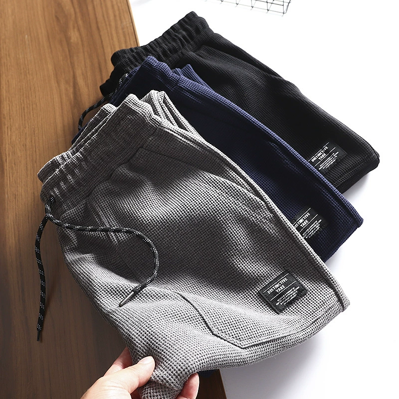 Тяжелое качество! Приятные для кожи вафли! Внешний заказ мужские фабричные хвостовые товары Осенние повседневные спортивные штаны с эластичной талией и шнурком