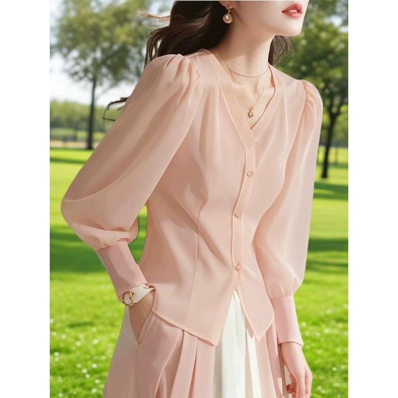 Ав Autumn apricot shirt, Chanel style, french style
