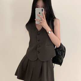 女装开衫马甲2025夏气质跨境日韩时尚休闲套装短裙子