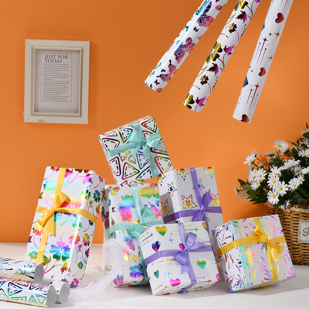 Cumpleaños transfronterizos día de San Valentín día de los niños papel de embalaje de regalo DIY caja de regalo estampado papel de papel de papel de papel de bronce embalaje mayorista