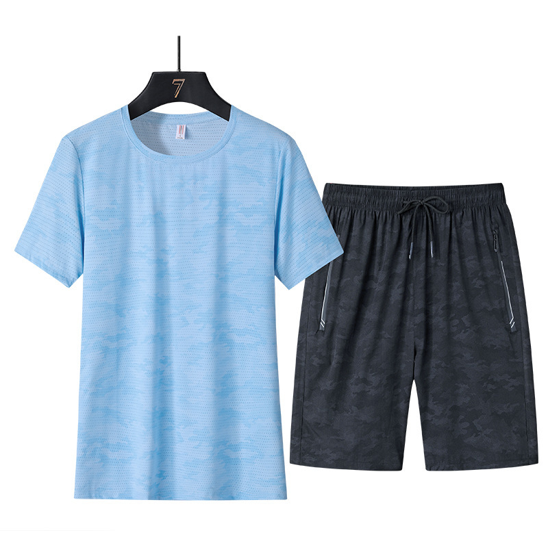 Verano nuevo estilo camiseta de secado rápido pareja manga corta running yoga fitness deportes sueltos seda de hielo traje transpirable