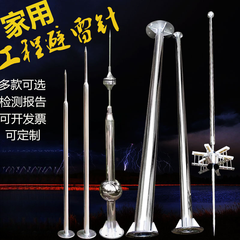 避雷针不锈钢屋顶室外工业家用接地预放电防雷针热镀锌接闪杆户外