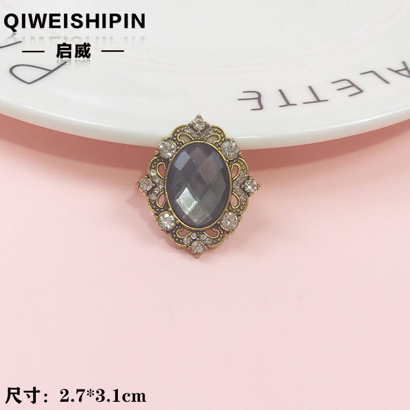 启威长方形花盘珍珠钻五角diy材料 水钻扣鞋包包花配饰  合金配件|undefined