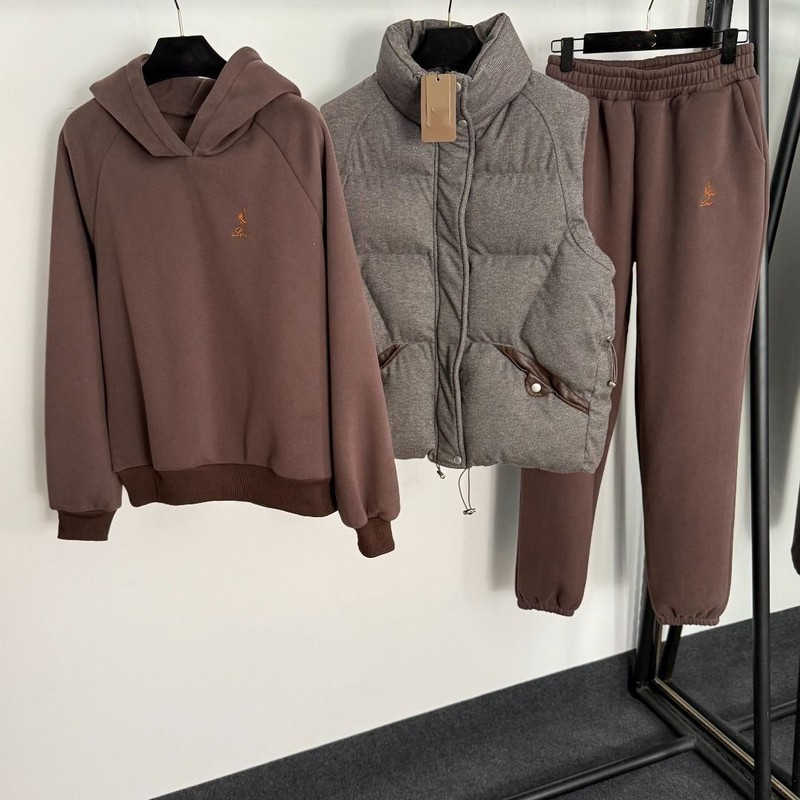 灰色运动服套装女春秋欧美风美式棉宽松马甲卫衣哈伦裤休闲三件套|undefined