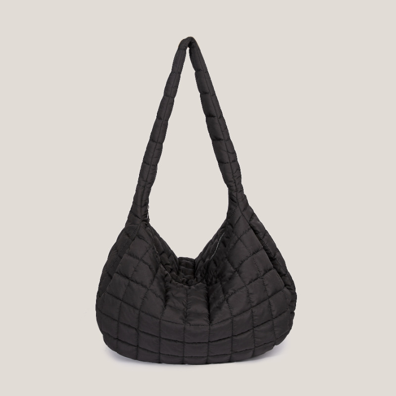El otoño y el invierno de las mujeres de la marca de moda de nylon nube plisado dumpling bolsa personalidad moda Plaid color sólido bolsa de hombro bolsa de las axilas