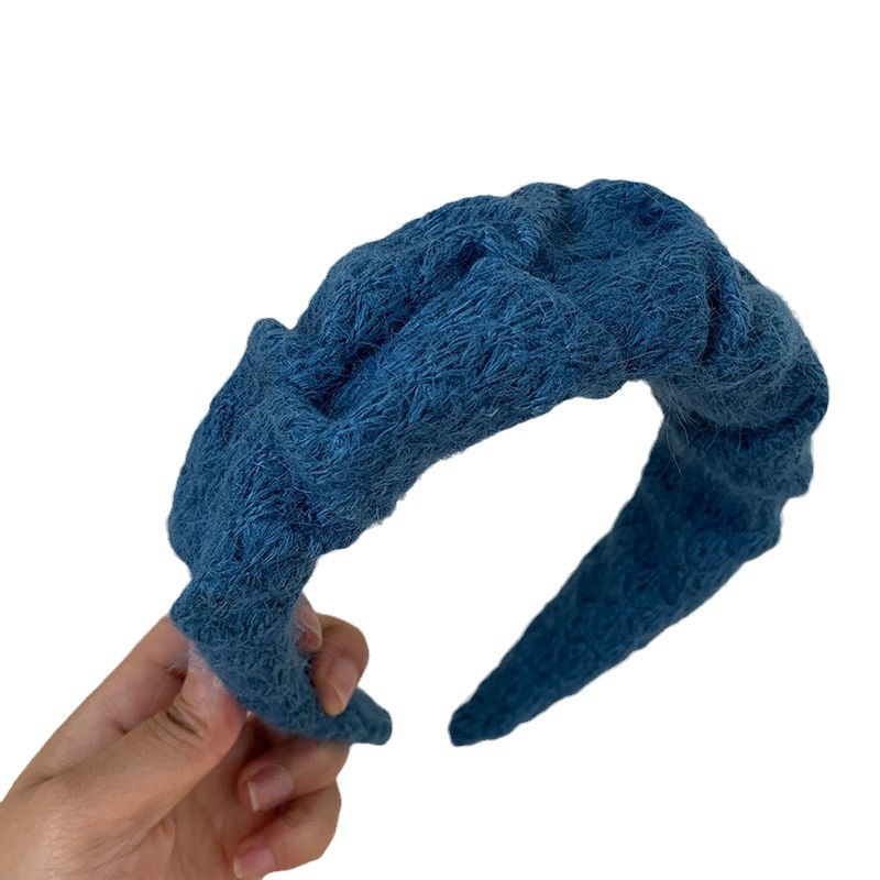 Nuevo estilo coreano a principios de otoño suave estilo retro lana banda de cabeza red temperamento rojo bordes anchos pinzas de cabello de tejido plegado banda de cabello de mujer