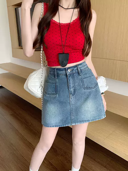 2026 New Summer Fashion Plus-Size High-Waisted A-Line Hip-Hugging Short Skirt for Petite Women, Slimming and Tummy-Concealing Half Skirt