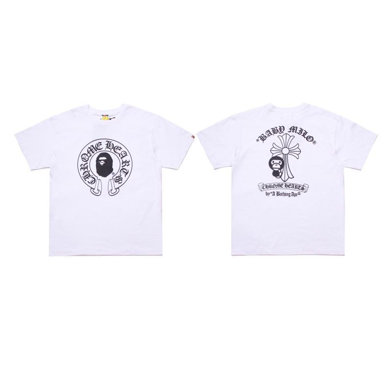 BAPE x Chrome Hearts Baby Milo T-shirt Horseshoe Logo White