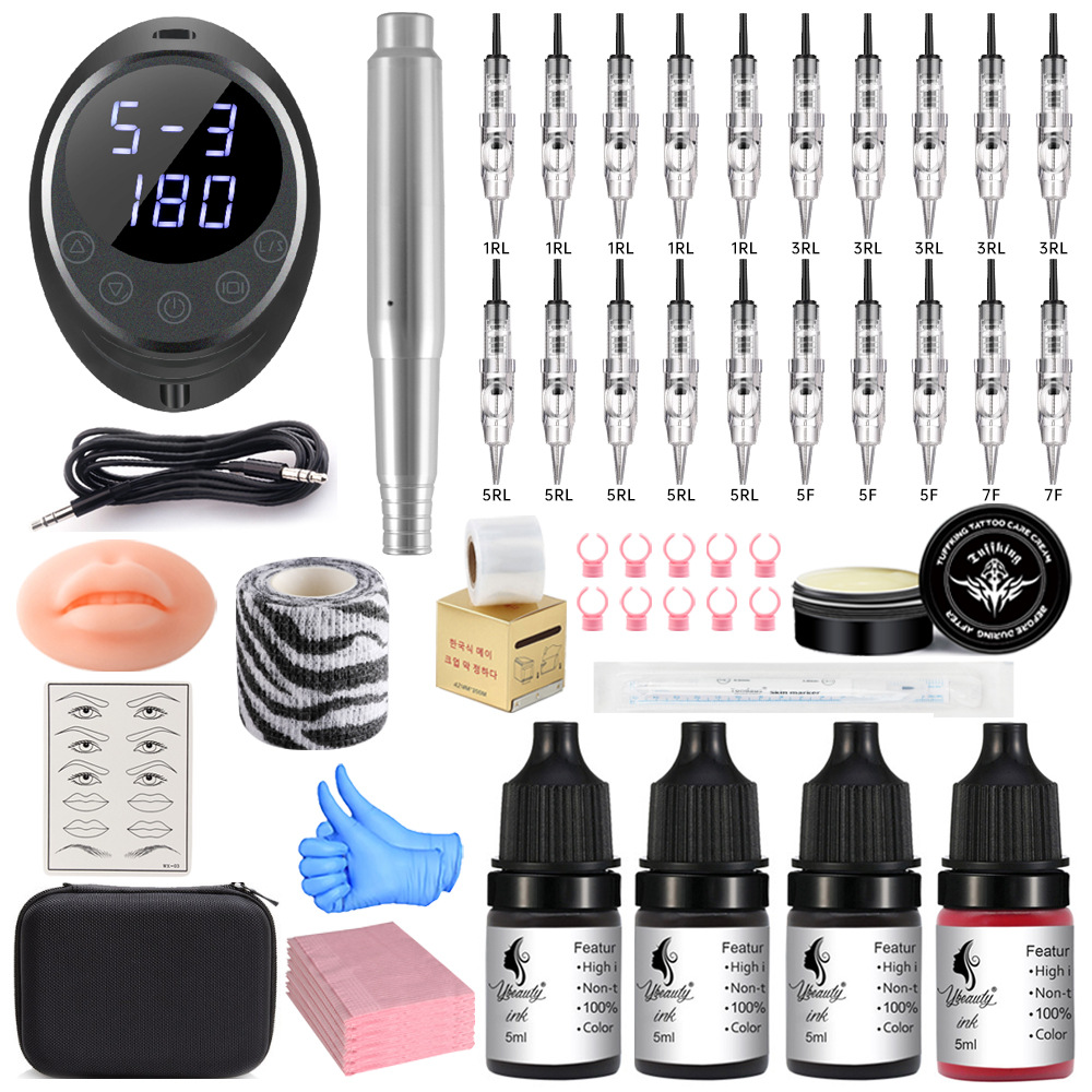 Tatuaje semipermanente bordado labial blanqueador conjunto completo de suministros de herramientas de práctica para principiantes conjunto completo de consumibles profesionales para abrir una tienda