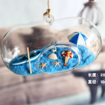 Creativo colgante musgo micro paisaje florero de vidrio suculento florero de vidrio colgante botella DIY en maceta decoración de escritorio