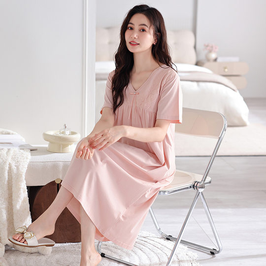 Pajamas women's spring and summer court style short sleeve suit loose princess style comfortable outerwear home wear cotton nightdress