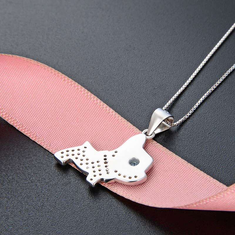 Temu transfronterizo venta caliente lindo colgante Pug collar mujer 925 plata esterlina goteo de aceite Pug collar collar