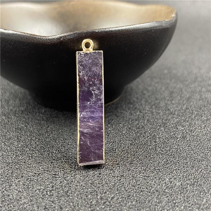 5g Weight Pendant Necklace Classification Polishing Design White, Purple Color Retro Rectangle Faceted Gemstone Wholesale Diy Material 12