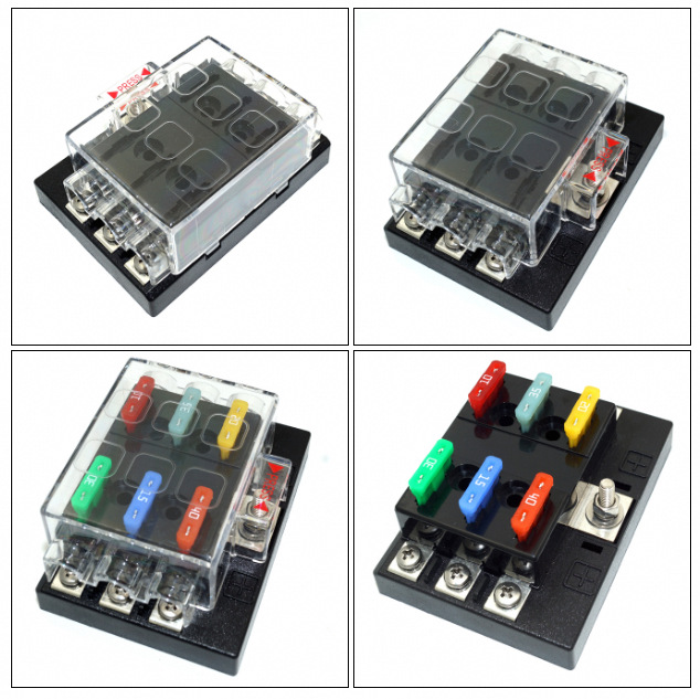 保险丝盒用于汽车 船舶保险丝盒1进6出6路汽车保险丝盒厂家批发