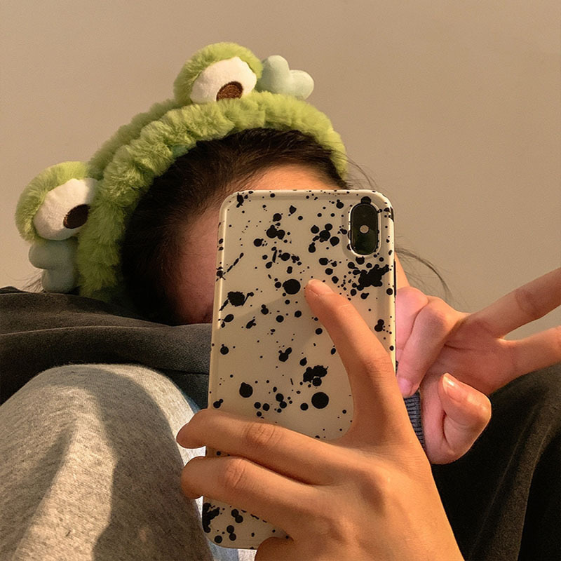 Otoño y invierno lindos bandas de cabello de ranas para mujeres máscaras faciales para lavar la cara dibujos animados de peluche bandejas de cabello extrañas tarjetas de cabello al por mayor