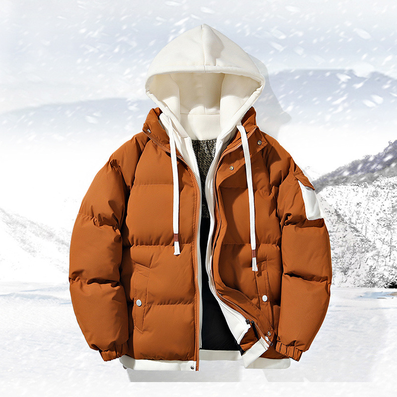 Fake Two-piece Hooded Down Cotton-padded Clothes Men's Graphene Cotton-padded Jacket Teenagers Thickened Jacket Trendy Brand Casual Jacket
