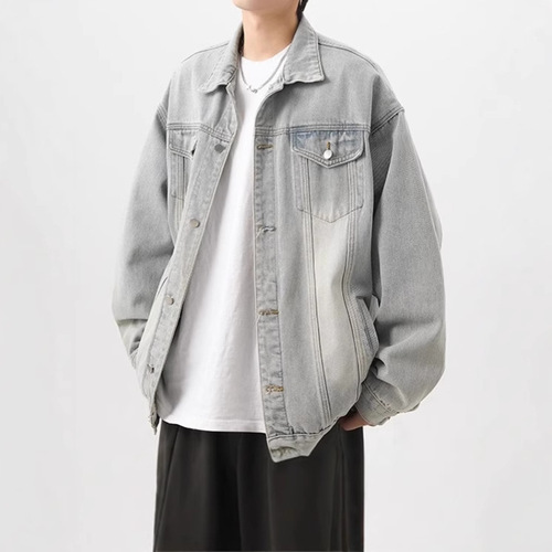High-street handsome denim coat, men's autumn American washed old pilot jacket, retro fashion brand couple's coat
