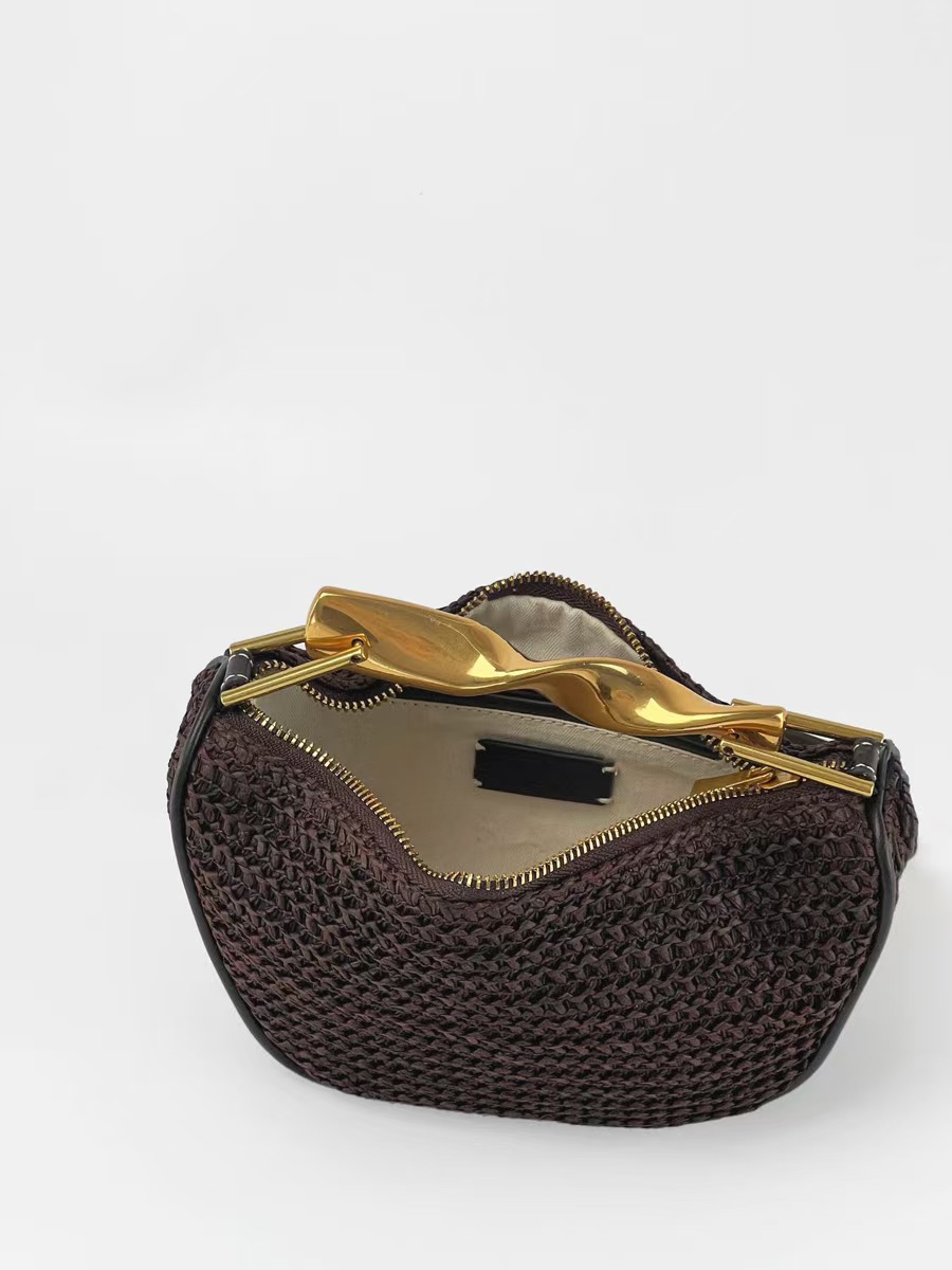 Mini Woven-Texture Handbag — interior view