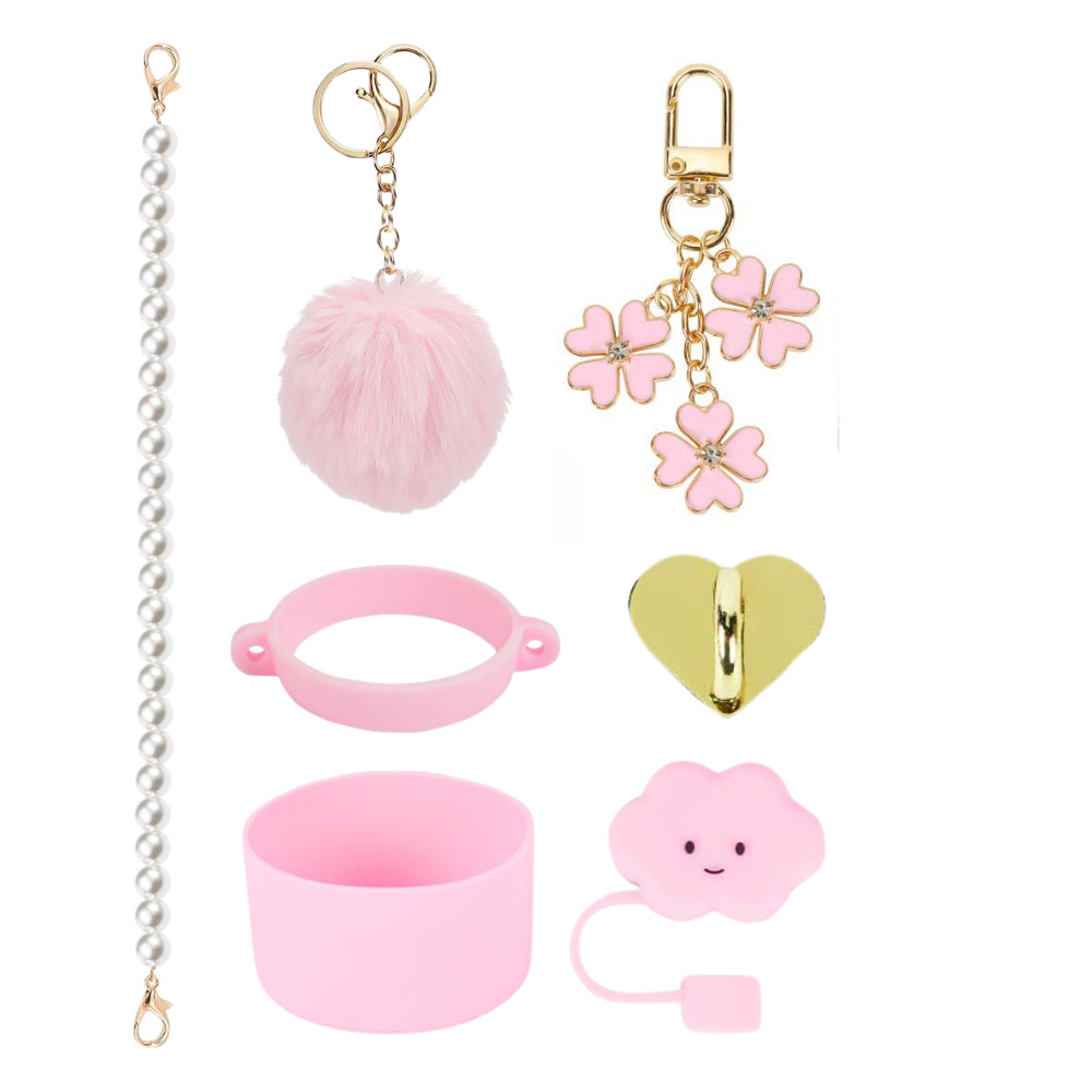 Amazon taza de calor cuentas brazalete llavero botella de agua colgante margarita gorra de paja flor colgante taza cubierta