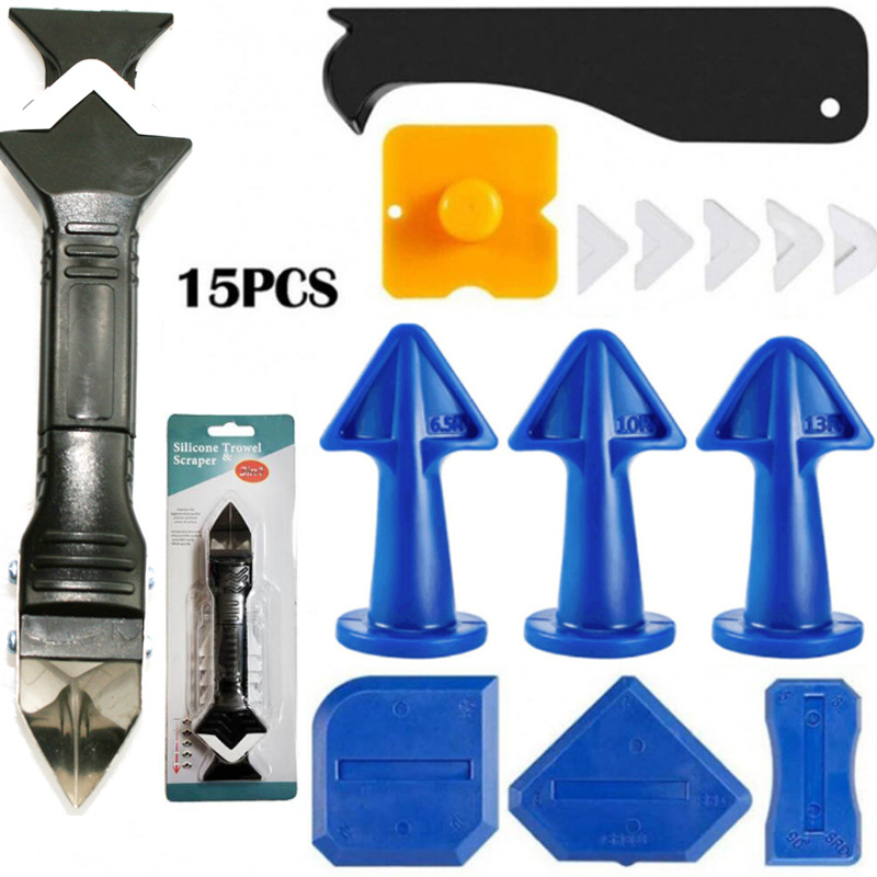 15 피스 세트 (3 파란색 접착제 입 흰색 오래된 물집 3 1 금속 스크레이퍼 1 6 소프트 헤드 1 옐로우 스크레이퍼 4 음과 양 앵글 스크레이퍼) * 0.225