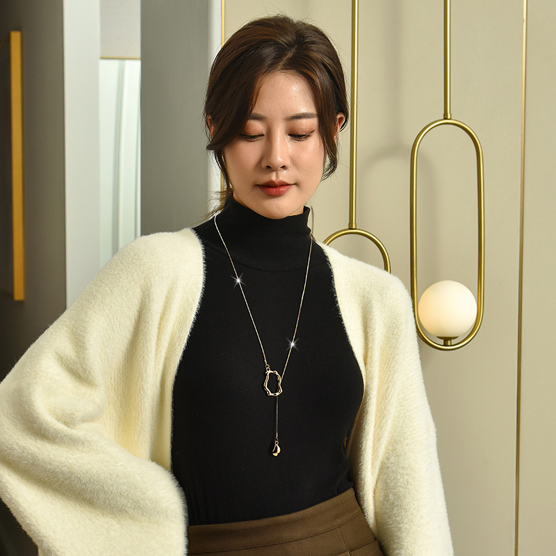 Minimalist Snake Bone Sphere Necklace Adjustable Metal Jewellery_voghion.com