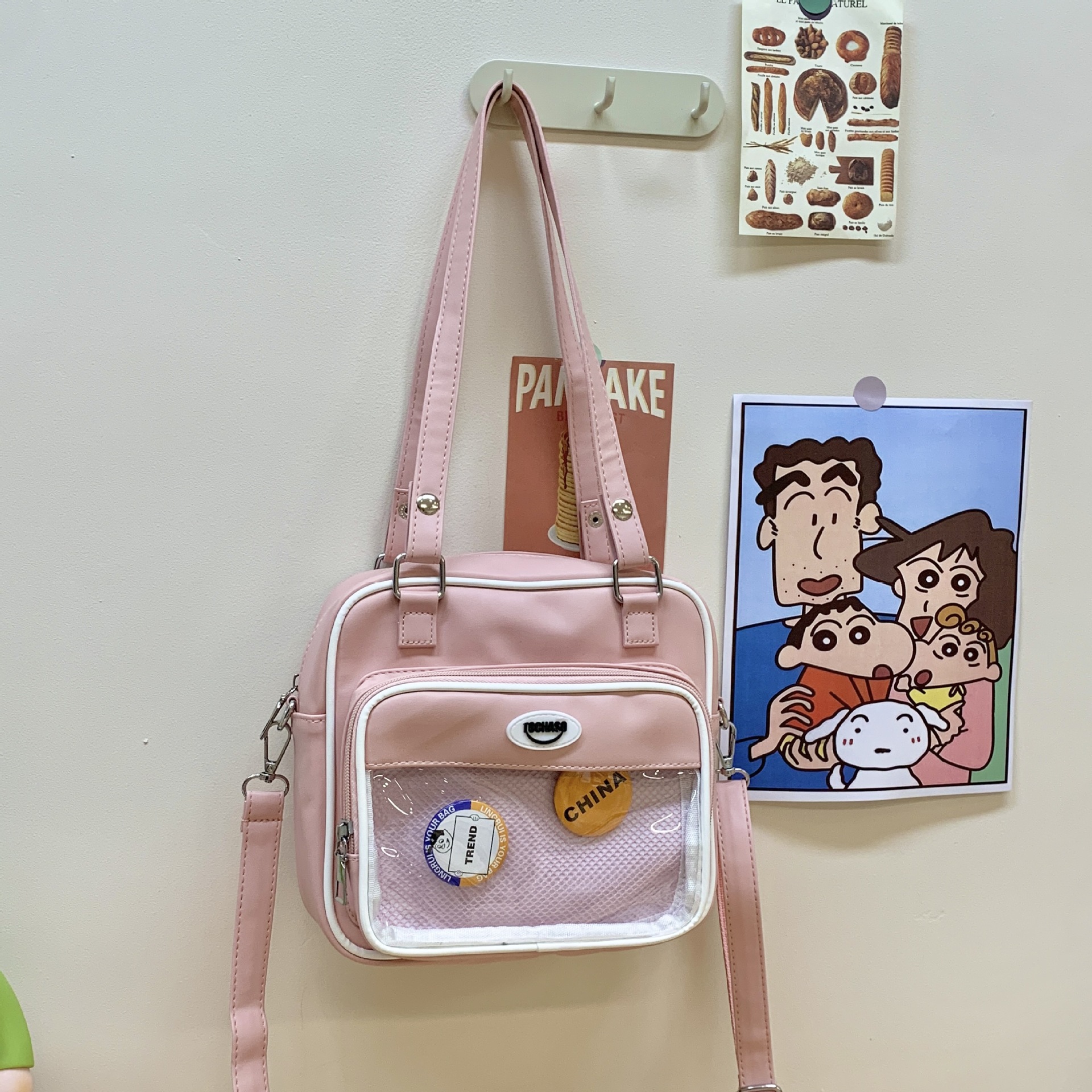 Paquete de dolor de comida de dos dimensiones japonesa 2025 nuevo paquete de hombro transparente para niños y niñas bolsas animadas de moda para niños
