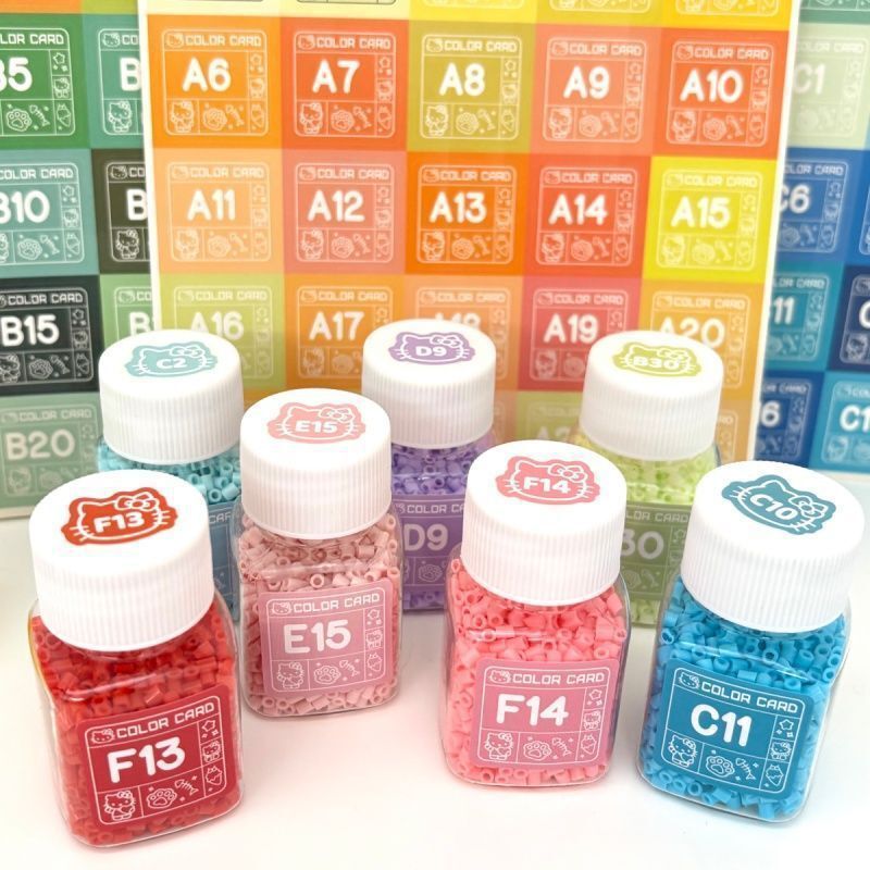 221-Color Bean Color Code Stickers Kt Cat Pixel Style Mard Square Handmade Waterproof Laminated Cute Fusion Beans