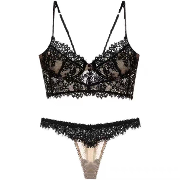 [Ropa interior de espina de pescado] Ropa interior francesa belleza sexy ropa interior de espalda se puede usar fuera moda puro deseo sujetador Correa sujetador