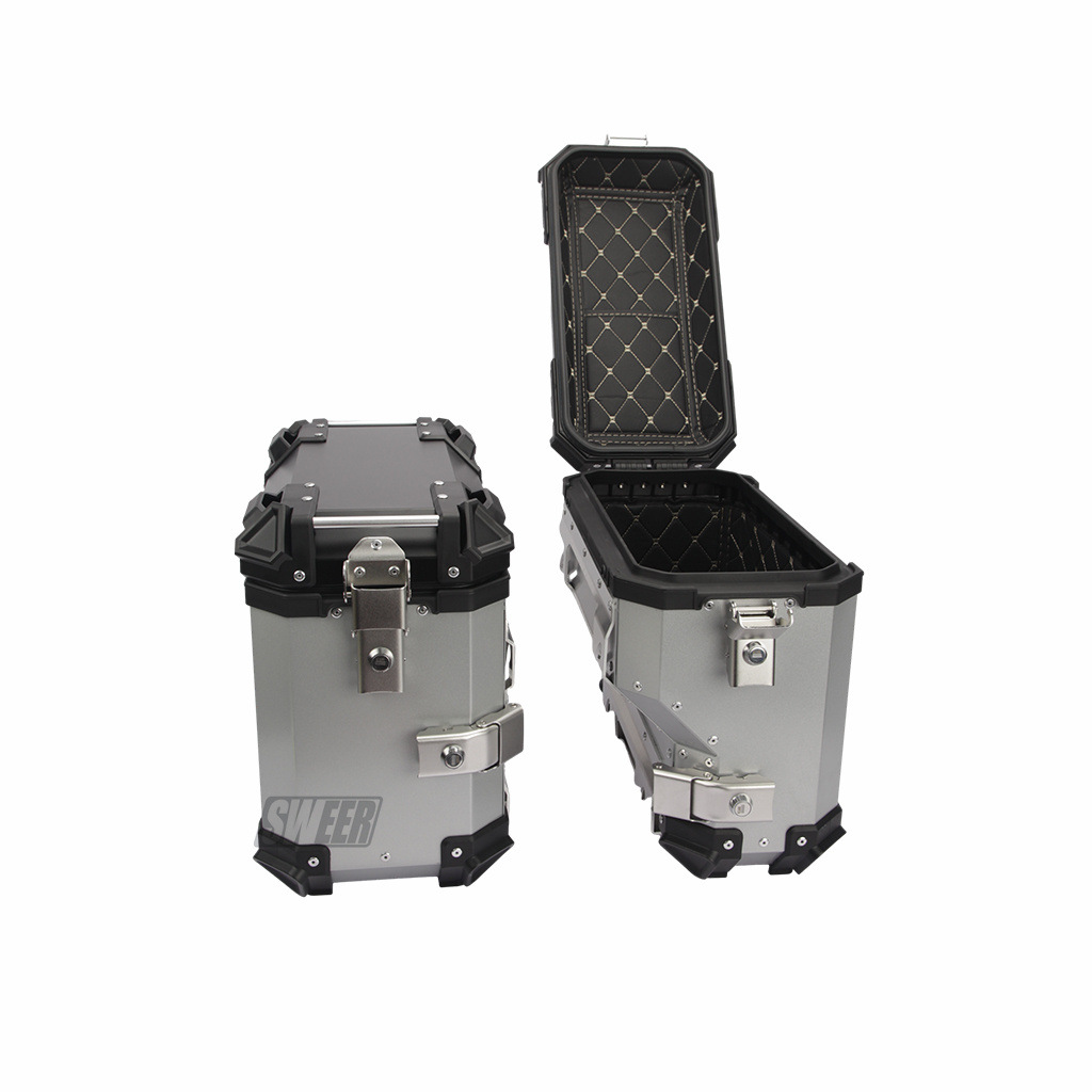 35L Right Hide Exhaust Side Box Motorcycle Universal Aluminum Alloy 45L Tail Box Waterproof Three Boxes Anti-theft Travel Storage Box