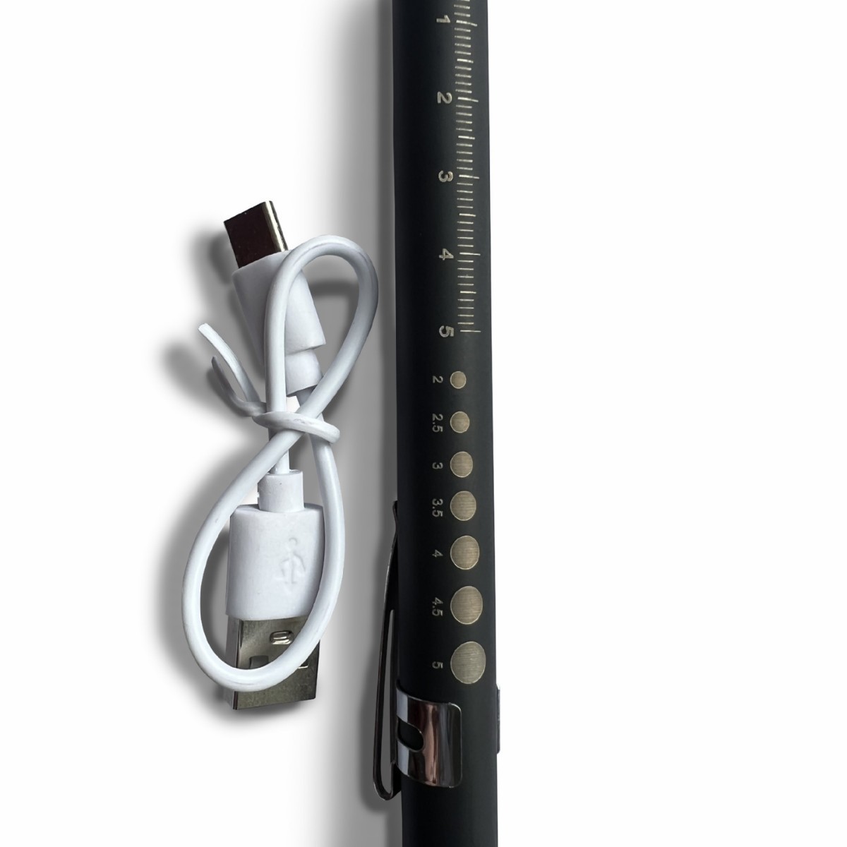 Luz de lápiz de pupila de fuente de luz doble amarilla y blanca recargable médico médico de acero inoxidable examen oral linterna de lápiz LED